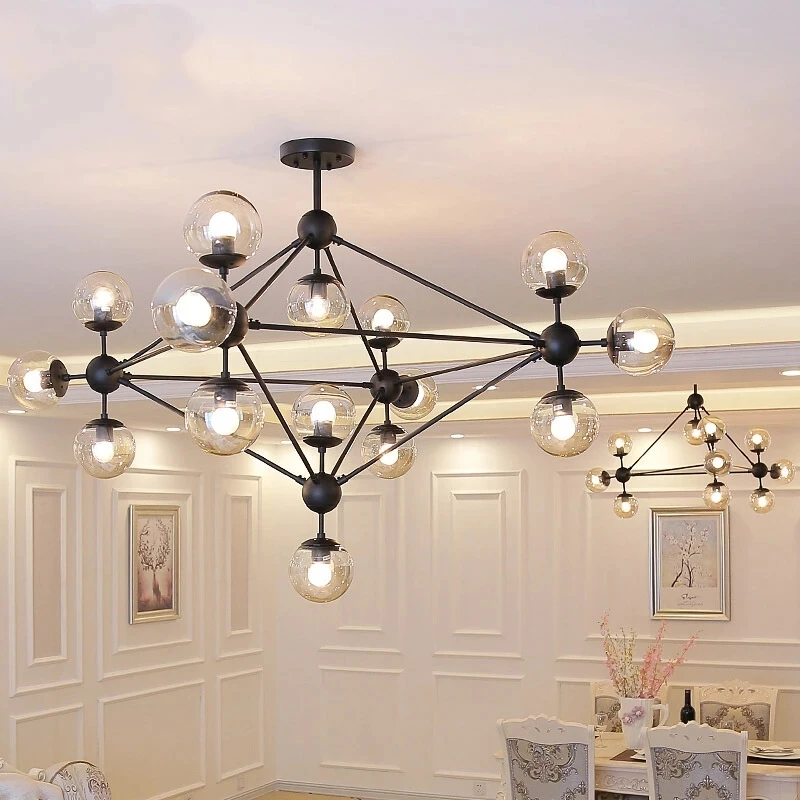 Modern 3/5/10/15/21 Heads Magic Bean Iron Pendant Light Vintage Glass Ball Lights American Nordic Dinning Room Hanging Lamps 27 Modern 3/5/10/15/21 Heads Magic Bean Iron Pendant Light Vintage Glass Ball Lights American Nordic Dinning Room Hanging Lamps 27