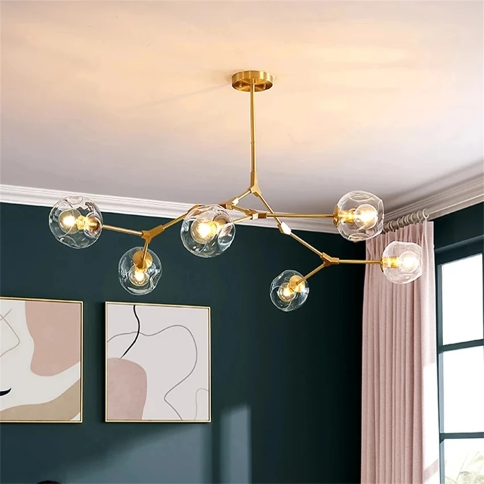 Modern Glass LED Chandelier Ball Lighting Lustre for Living Room Villa Bedroom Pendant Lamp Indoor Decoration Kitchen Fixtures 3 Modern Glass LED Chandelier Ball Lighting Lustre for Living Room Villa Bedroom Pendant Lamp Indoor Decoration Kitchen Fixtures 3
